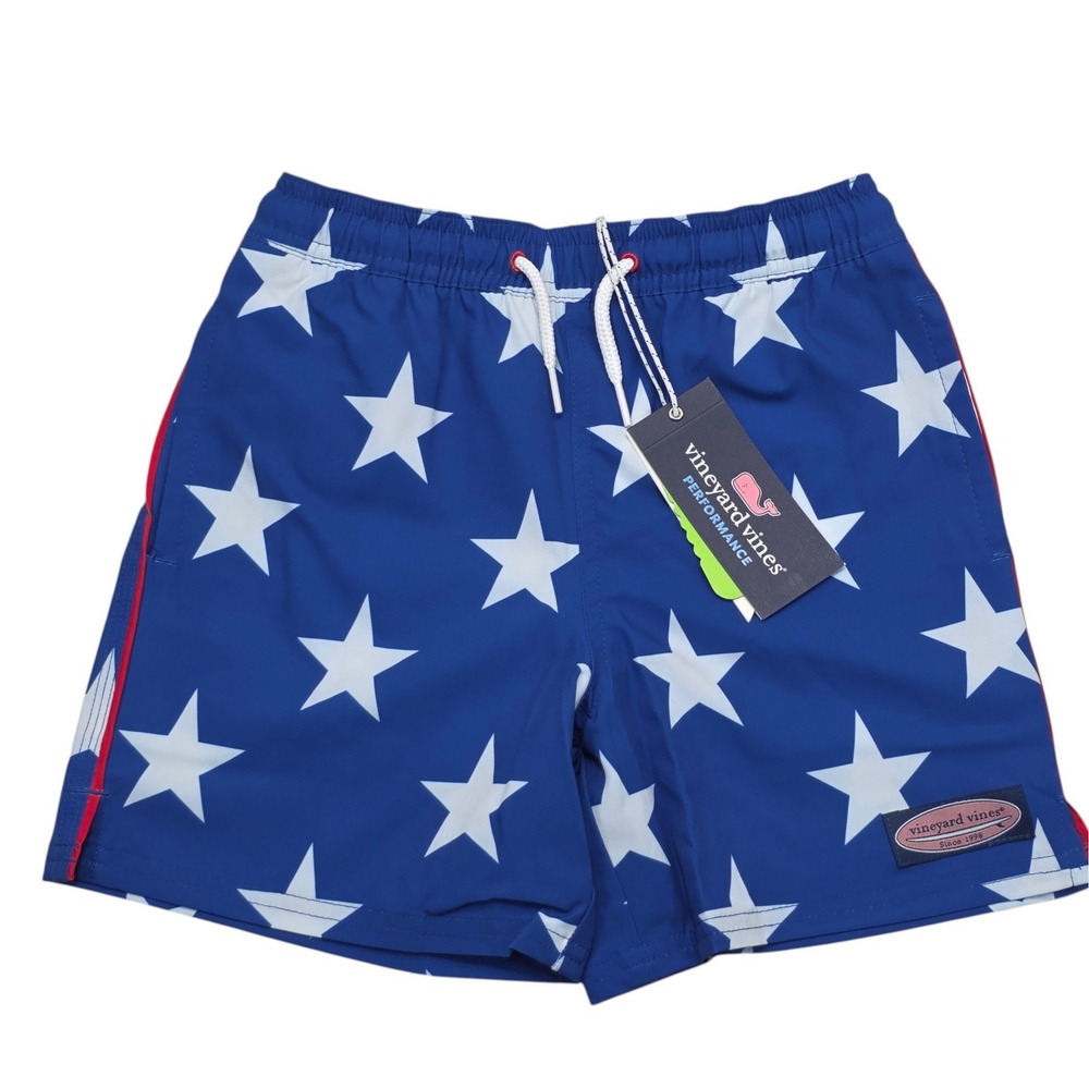 Vineyard Vines Boys Star Printed Chappy Trunks Blue White Size 7 3M001197-A739